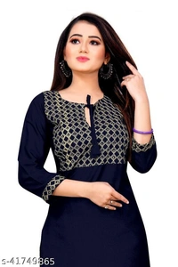 Stylish Yellow Embroidered Rayon Only Kurti(M) - Dark Green, XL