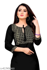 Stylish Yellow Embroidered Rayon Only Kurti(M) - Dark Green, L