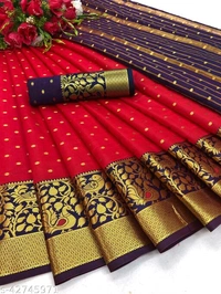BANARASI SOFT SILK SAREE WITH BLOUSE - Green