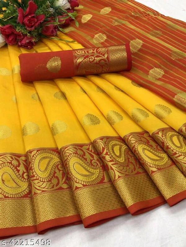 Fancy Jacquard Saree - Yellow