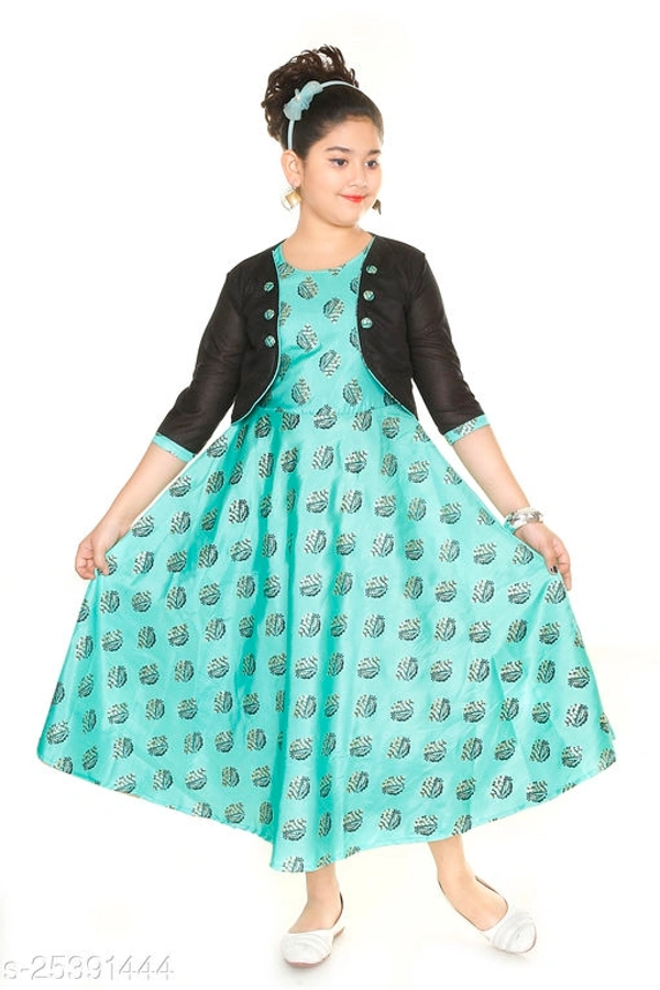 Princess Cotton Blend Multicolor Party Frocks & Dresses (single)(M) - 9-10 years, Orange