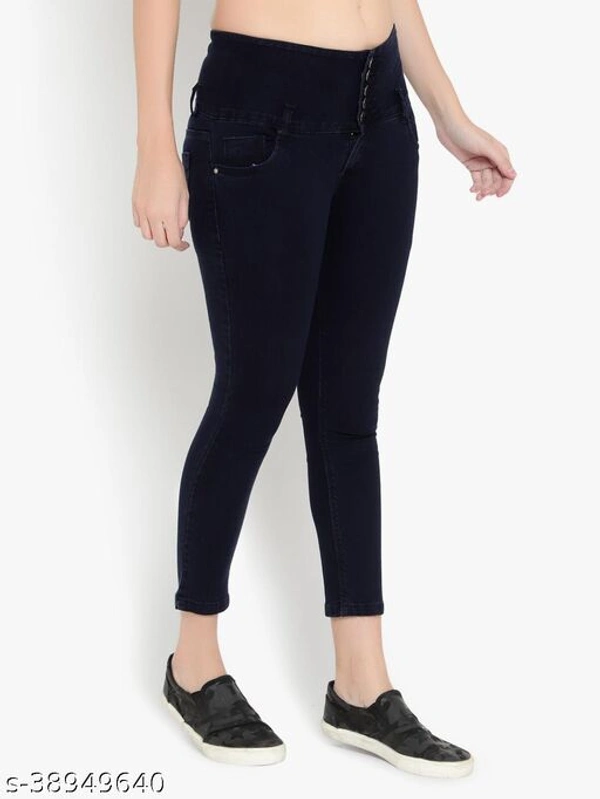 AKACY Women's Dark Blue Slim Fit 5 Button Stretchable Ankle Length Jeans  - Gray, 30