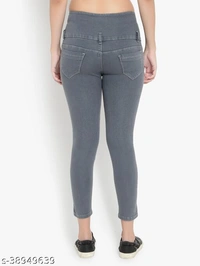 AKACY Women's Dark Blue Slim Fit 5 Button Stretchable Ankle Length Jeans  - Gray, 32