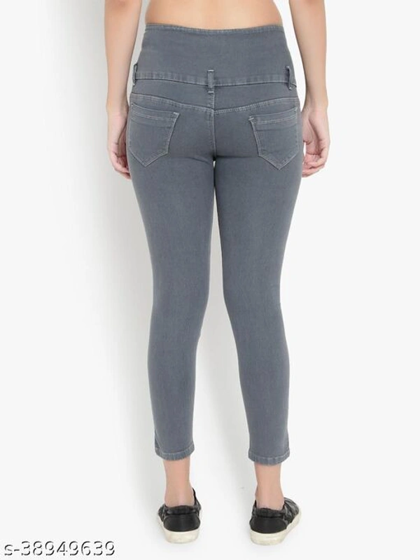 AKACY Women's Dark Blue Slim Fit 5 Button Stretchable Ankle Length Jeans  - Gray, 32