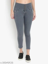 AKACY Women's Dark Blue Slim Fit 5 Button Stretchable Ankle Length Jeans  - Black, 28