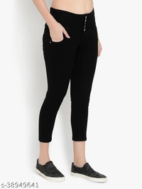 AKACY Women's Dark Blue Slim Fit 5 Button Stretchable Ankle Length Jeans  - Black, 30
