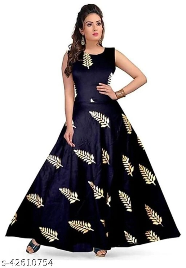 Cotton Craft Trendy Women Stylish Long Gown Kurti Tops - Blue, XXL
