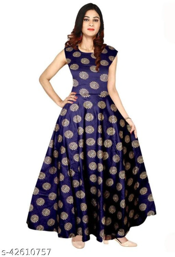 Cotton Craft Trendy Women Stylish Long Gown Kurti Tops - Nevy blue, M