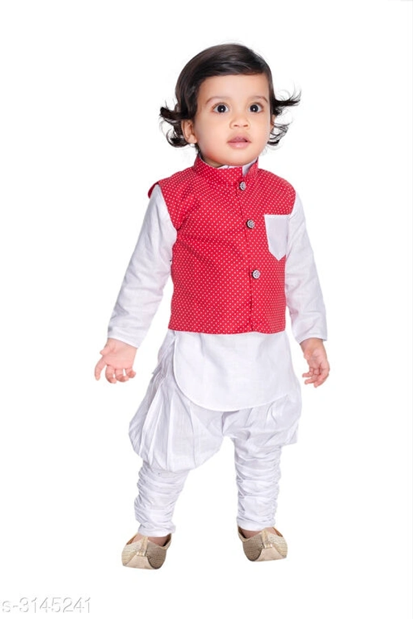 Classy Red & White Casual Kurta Sets (single) - Black, 1-2 years