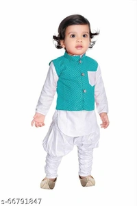 Classy Red & White Casual Kurta Sets (single) - Green, 1-2 years