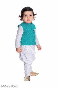 Classy Red & White Casual Kurta Sets (single) - Green, 1-2 years