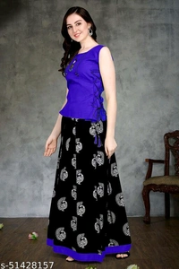 Classy Partywear Women Ethnic Skirts and Tops - Green, M