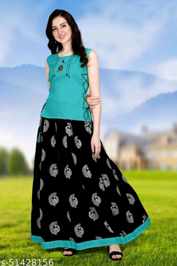 Classy Partywear Women Ethnic Skirts and Tops - Sky blue, 5XL