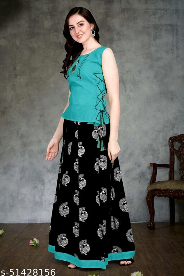 Classy Partywear Women Ethnic Skirts and Tops - Sky blue, 5XL