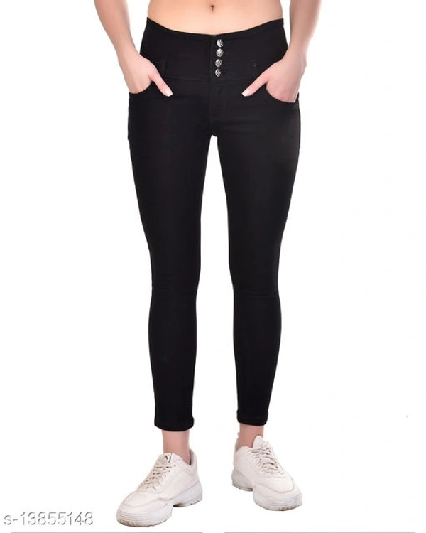 Ansh Fashion Wear Women's Streachable Ankel Length Denim Jeans(M) - Black, s-13855147, 34