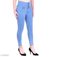 M MODDY Women's Dark Blue Slim FIT 5 Button Ankle Length Stretchable Denim Lycra Jeans (M) - Sky blue, 30