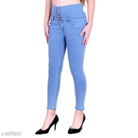M MODDY Women's Dark Blue Slim FIT 5 Button Ankle Length Stretchable Denim Lycra Jeans (M) - Sky blue, 30