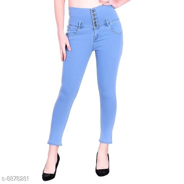 M MODDY Women's Dark Blue Slim FIT 5 Button Ankle Length Stretchable Denim Lycra Jeans (M) - Sky blue, 34