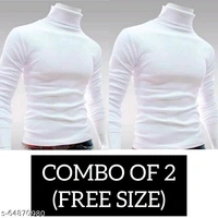 Mens High Neck Tshirts - Black & Black, Free Size, s-64870982