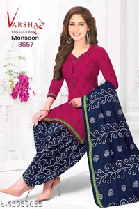 varsha monsoon  Suits Top Fabric: Synthetic + Top Length: 2.25 Meters - 3656, Pink, Un Stitched