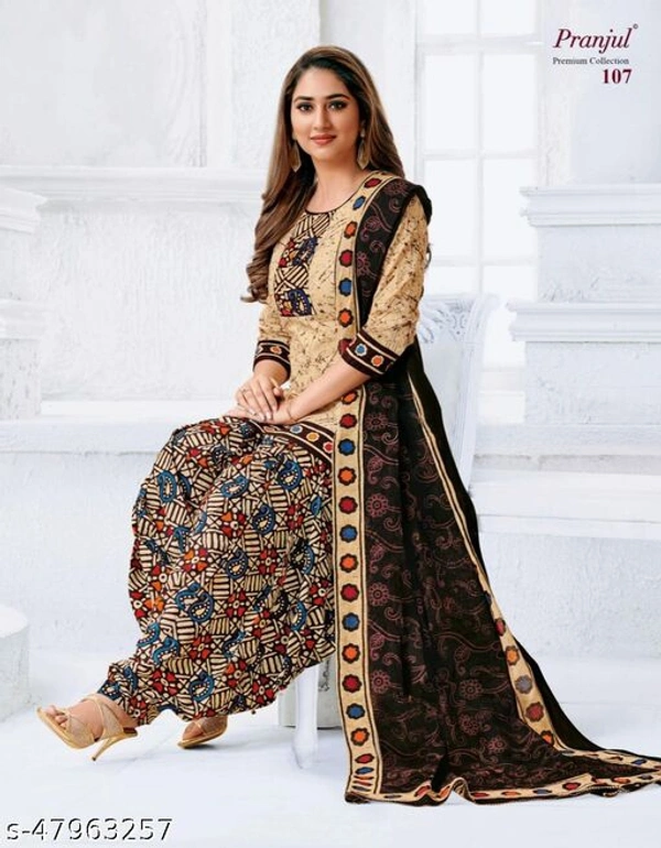 Pranjul Cotton Un-Stitched SuitTop Fabric: Cotton + Top Length: 2 Meters - s-47963257, Cream, Un Stitched