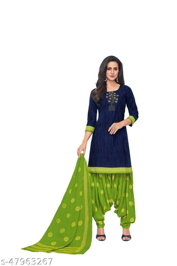 Pranjul Cotton Un-Stitched SuitTop Fabric: Cotton + Top Length: 2 Meters - Blue, Un Stitched, s-47963267