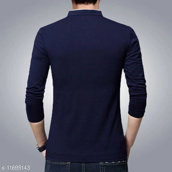 EYEBOGLER 100% Cotton Regular Fit  Round Neck Full Sleeve Men's T-Shirt(m) - Blue, XS