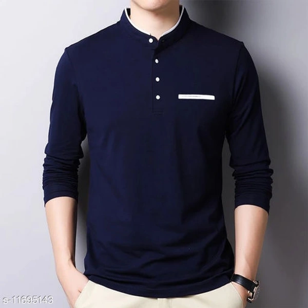 EYEBOGLER 100% Cotton Regular Fit  Round Neck Full Sleeve Men's T-Shirt(m) - Blue, M