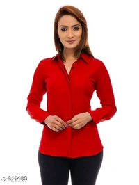 Stylish Poly Crepe Shirt - s-611491, Maroon, M