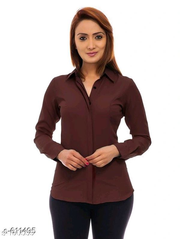 Stylish Poly Crepe Shirt - s-611491, Maroon, XL