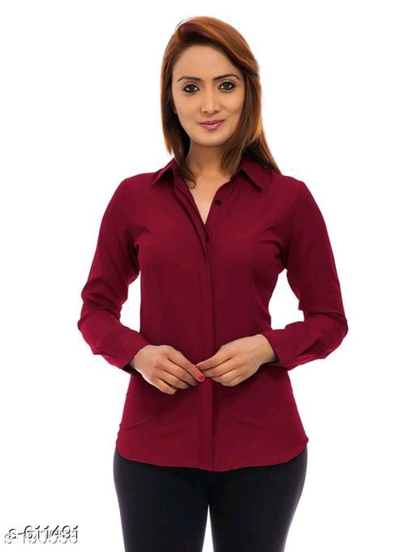Stylish Poly Crepe Shirt - Blue, s-611493, S