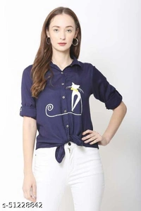 Pretty Elegant Women Shirts - Blue, L