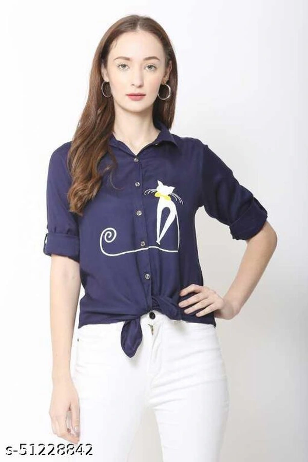 Pretty Elegant Women Shirts - Blue, L