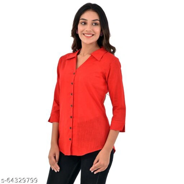 Quaclo Red Cotton Slub Collor Shirts for Womens/Girls - Peacock plume, s-64329800, XXL