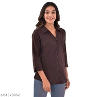 Quaclo Red Cotton Slub Collor Shirts for Womens/Girls - Blue, s-64329803, M
