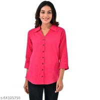 Quaclo Red Cotton Slub Collor Shirts for Womens/Girls - Brown, s-64329802, XL
