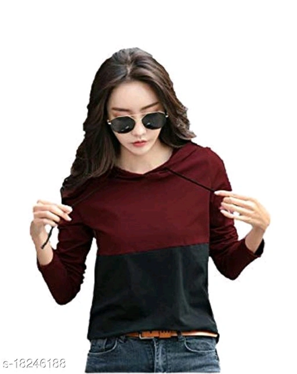 Trendy Women Full Sleeve Hoodie T-Shirt Black - Black, s-18246194, XL