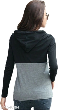 Trendy Women Full Sleeve Hoodie T-Shirt Black - Black, s-18246194, XL