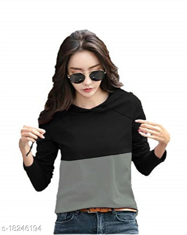 Trendy Women Full Sleeve Hoodie T-Shirt Black - Maroon, s-18246188, XL