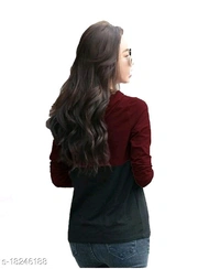 Trendy Women Full Sleeve Hoodie T-Shirt Black - Maroon, s-18246188, XL
