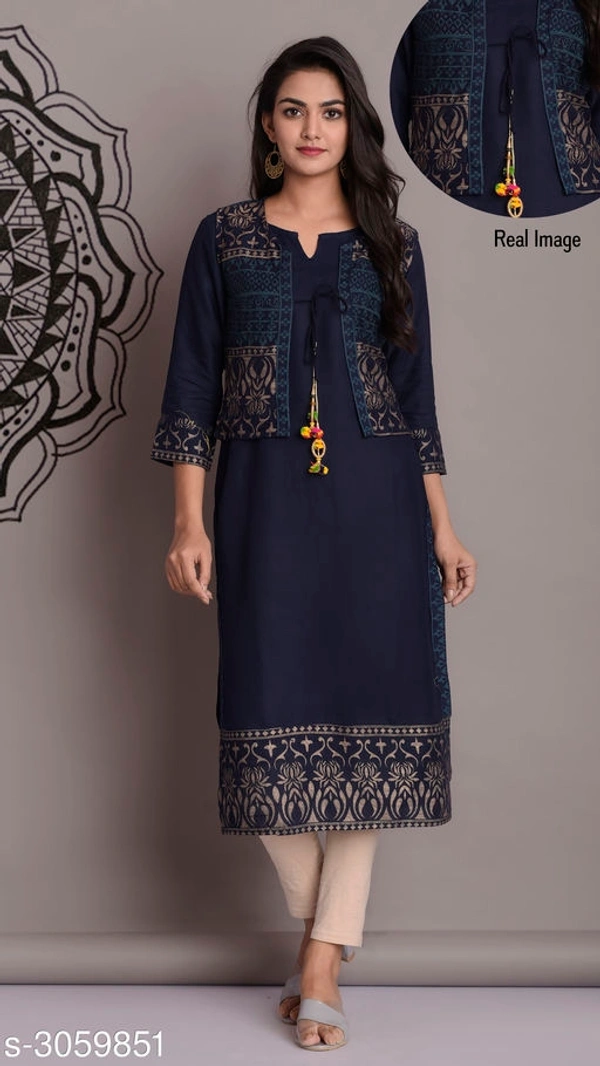 Women's Printed Rayon Kurti - M