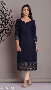 Women's Printed Rayon Kurti - XL