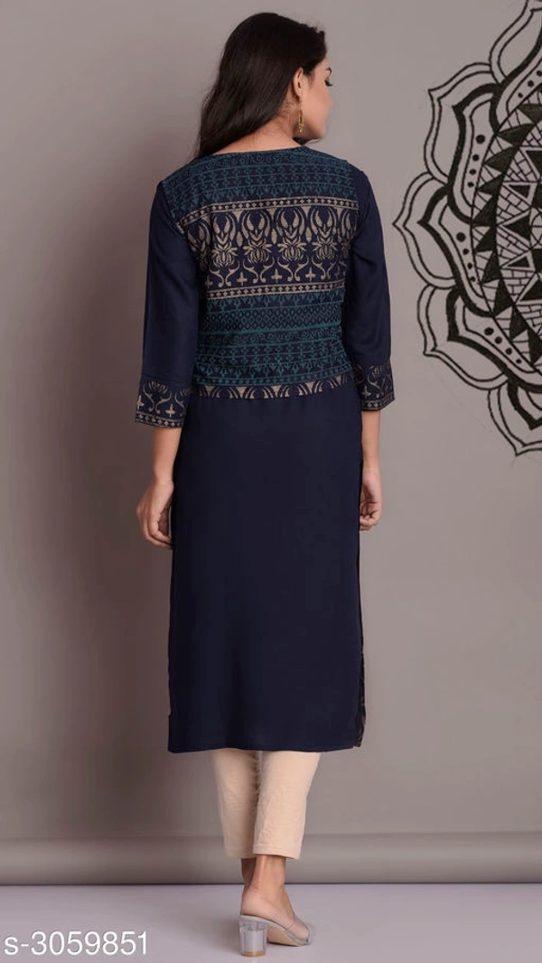 Women's Printed Rayon Kurti - XL