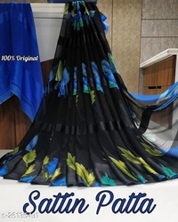 Trendy Georgette And Satin Printed Women's Sarees With Blouse - Sky blue, s-26135476, Free Size
