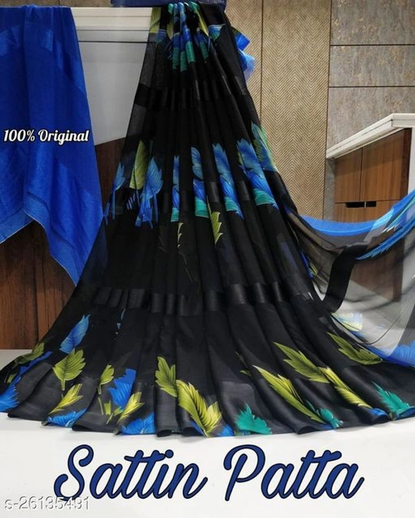 Trendy Georgette And Satin Printed Women's Sarees With Blouse - Sky blue, s-26135476, Free Size
