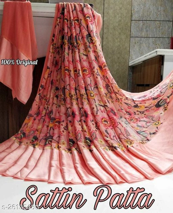 Trendy Georgette And Satin Printed Women's Sarees With Blouse - Sky blue, s-26135476, Free Size