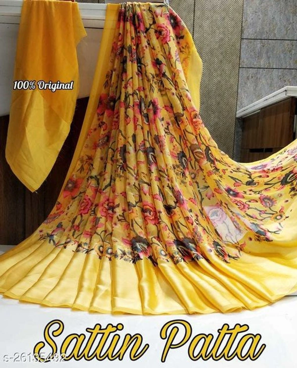 Trendy Georgette And Satin Printed Women's Sarees With Blouse - Sky blue, s-26135476, Free Size