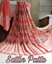 Trendy Georgette And Satin Printed Women's Sarees With Blouse - s-26135492, Yellow, Free size