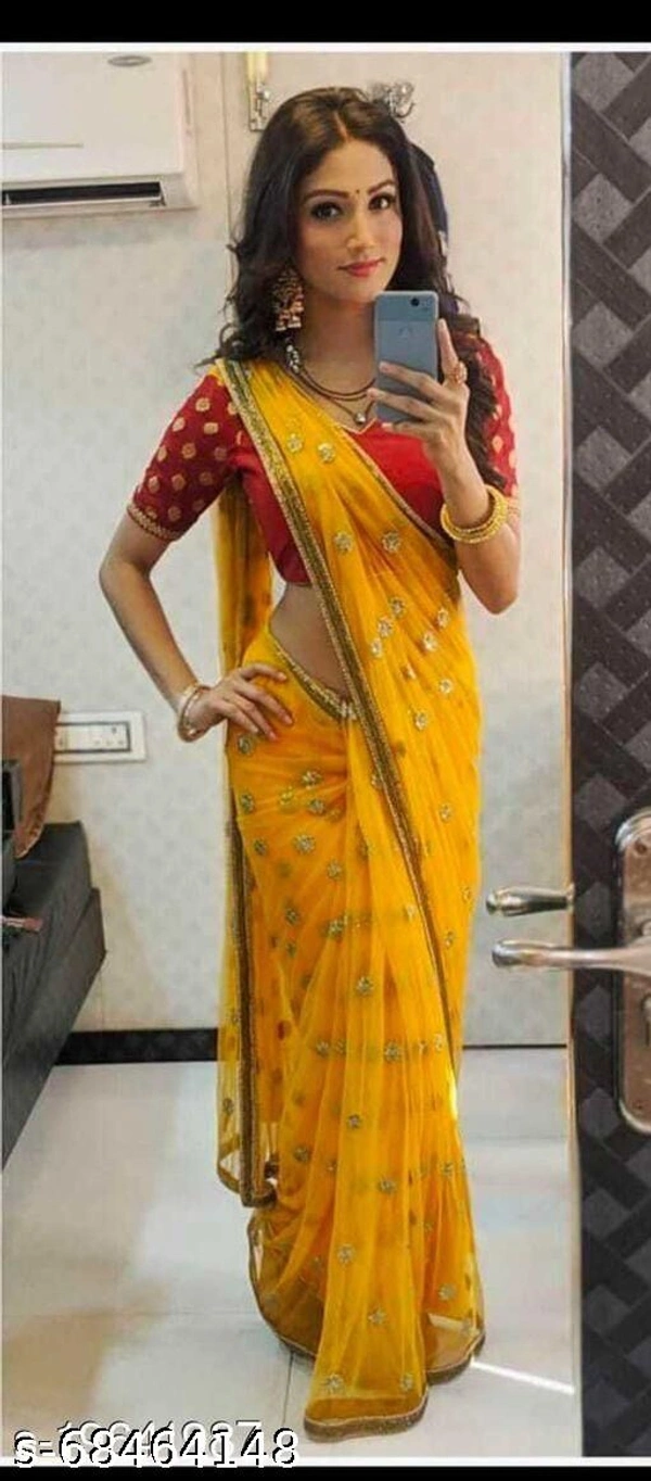 PUSPA YELLOW Sarees  - s-68464148, Free size