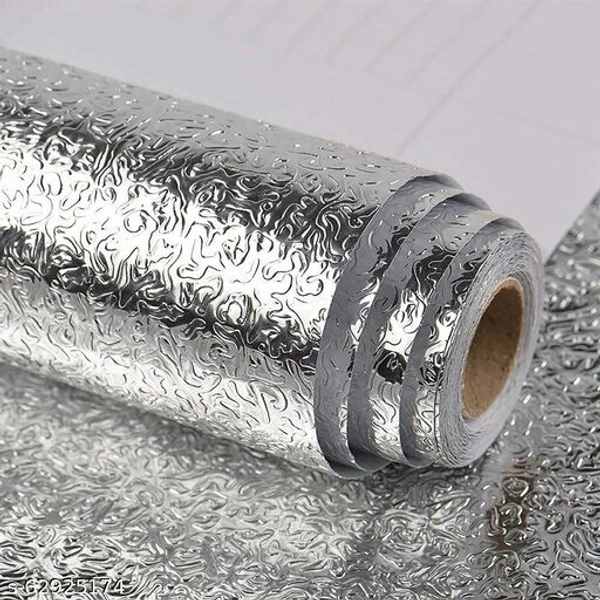 Kitchen Oil-Proof Waterproof Aluminum Foil High Temperature Paper Wall Stickers Stove Cabinet Film (Silver, 60 x 200 cm) - Silver, Pvc, s-63925274, free size